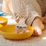 Personalized Rabbit Bunny Money Holder Basket Tags with Engraved Name Easter Gift for Kids