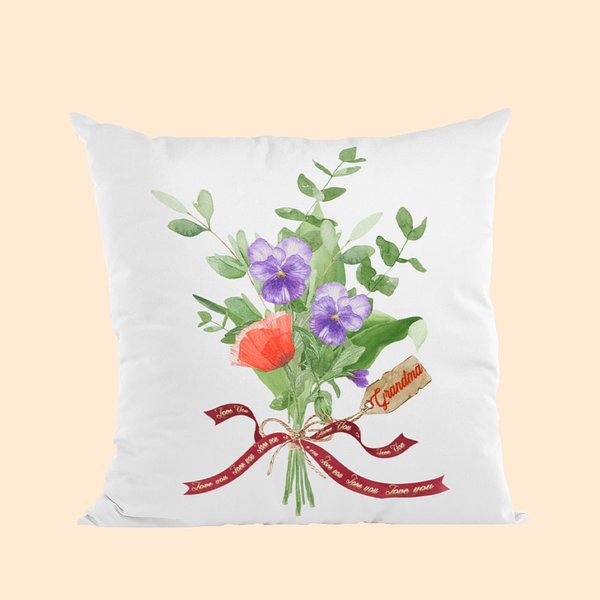 Personalizado Multi Color 1-14 Nacimiento Flores Miembro de la Familia Bouquet Arrojar Funda de Almohada con Nombre Día de la Madre Cumpleaños Regalo 