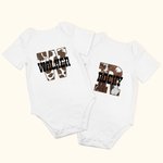 Personalized Cowhide Cowboy and Cowgirl Baby Onesie with Name for Coming Home Outfit Newborn Baby Shower Gift