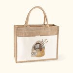 Sac en Jute Personnalisé avec Texte sur Motif de Sac Pelote Sac Rangement de Grande Capacité Cadeau pour Grand-Mère Amoureuse de Tricot