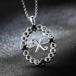 Personalised Initial Necklace Morticia Rotating Sterling Silver Brass Wednesday Necklace