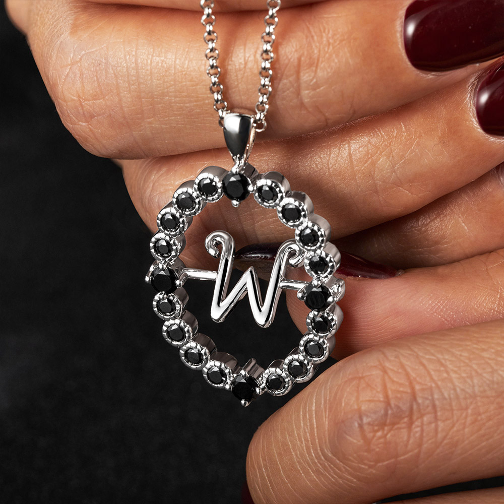 Personalized Initial Necklace Morticia Rotating Sterling