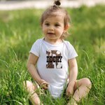Personalized Cowhide Cowboy and Cowgirl Baby Onesie with Name for Coming Home Outfit Newborn Baby Shower Gift