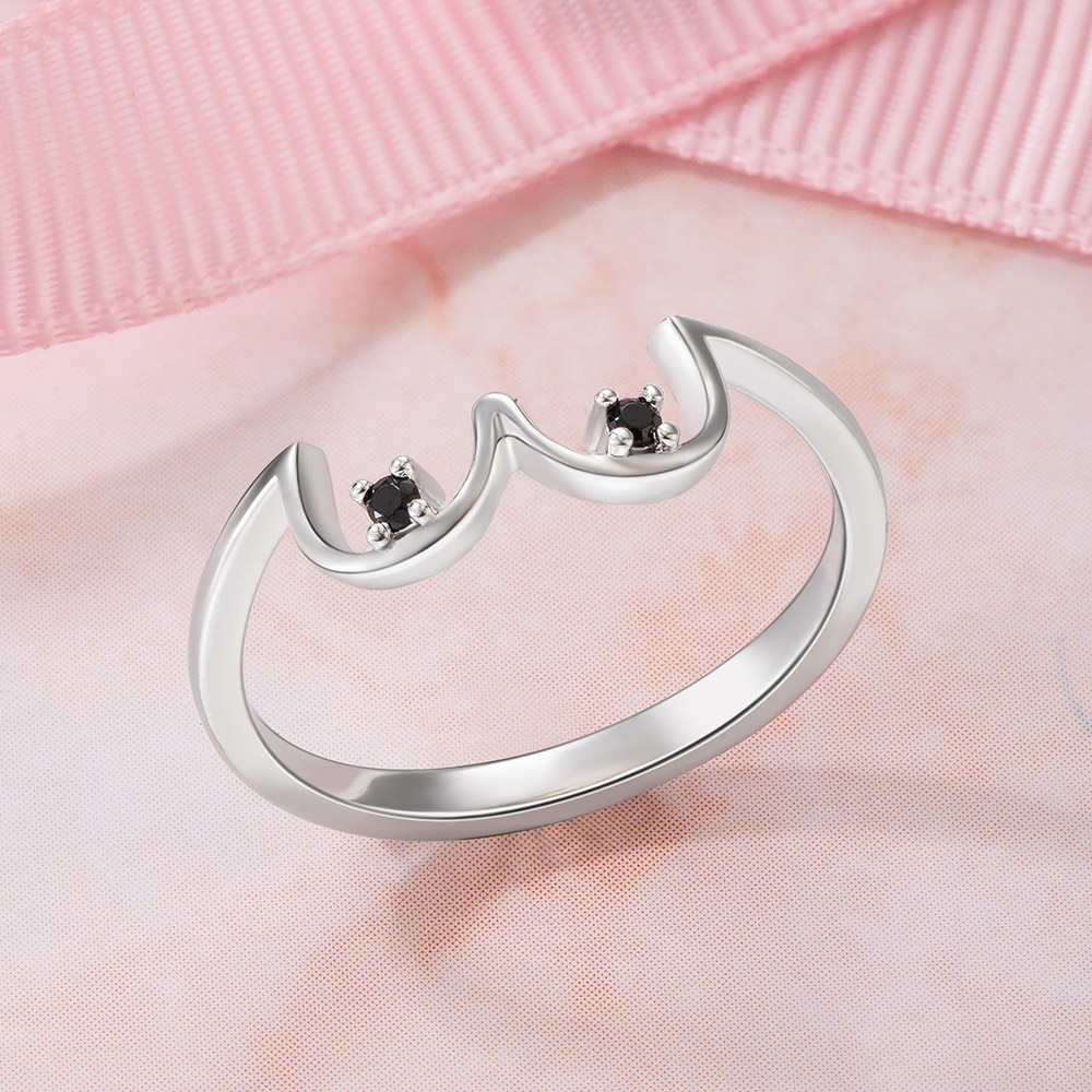 Personalized Boobs Ring with Birthstone for Breast Cancer Awareness