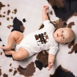 Personalized Cowhide Cowboy and Cowgirl Baby Onesie with Name for Coming Home Outfit Newborn Baby Shower Gift