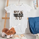 Personalized Cowhide Cowboy and Cowgirl Baby Onesie with Name for Coming Home Outfit Newborn Baby Shower Gift