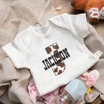 Personalized Cowhide Cowboy and Cowgirl Baby Onesie with Name for Coming Home Outfit Newborn Baby Shower Gift