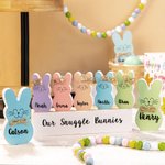 Personalized Easter 1-10 Bow Tie Bunnies Wooden Block Set Colorful Naughty Bunny Home Decoration Easter Holiday Gift for Family