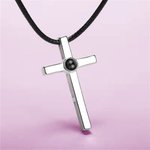 Gepersonaliseerde Paar Kruis Koppel Foto ketting met Ik hou van je in 100 talen Cross ketting voor koppels