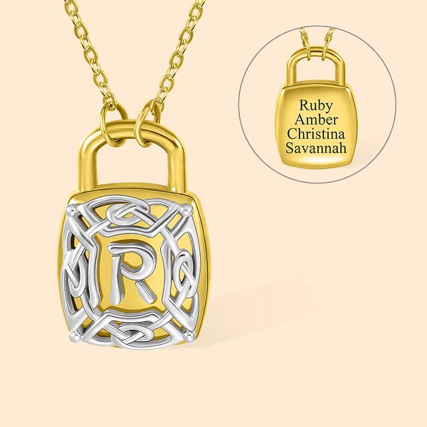 Personalised Celtic Dara Knot Initial Lock Necklace Irish Celtic Knot