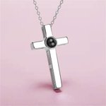 Gepersonaliseerde Paar Kruis Koppel Foto ketting met Ik hou van je in 100 talen Cross ketting voor koppels