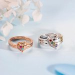 Personalizado 1-8 Birthstones Anillo de diseño del corazón con nombres grabados Joyería de la familia Cumpleaños Día de la Madre de regalo para las mujeres