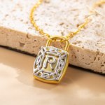 Personalised Celtic Dara Knot Initial Lock Necklace Irish Celtic Knot