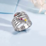 Personalizado 1-8 Birthstones Anillo de diseño del corazón con nombres grabados Joyería de la familia Cumpleaños Día de la Madre de regalo para las mujeres