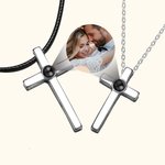 Gepersonaliseerde Paar Kruis Koppel Foto ketting met Ik hou van je in 100 talen Cross ketting voor koppels