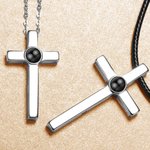 Gepersonaliseerde Paar Kruis Koppel Foto ketting met Ik hou van je in 100 talen Cross ketting voor koppels