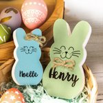 Personalized Easter 1-10 Bow Tie Bunnies Wooden Block Set Colorful Naughty Bunny Home Decoration Easter Holiday Gift for Family