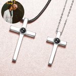 Gepersonaliseerde Paar Kruis Koppel Foto ketting met Ik hou van je in 100 talen Cross ketting voor koppels