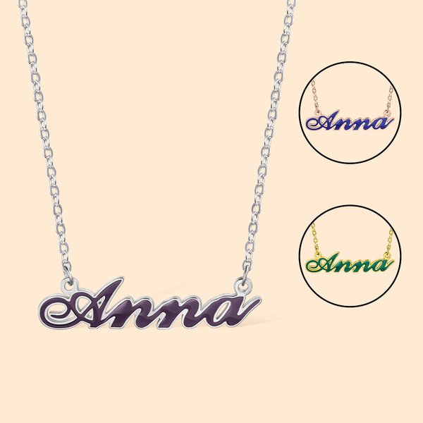 Collar personalizado Nombre Collar de esmalte Día de San Valentín Aniversario Cumpleaños Regalo para ella Día de la Madre de Regalo
