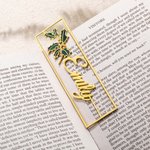 Personalized Hand-made Watercolor Birth Flower Bookmark with Name Birthday Gift for Books Lover Reader