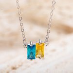 Personalized 1-5 Rectangular Birthstones Dainty Family Necklace for Grandma Mother Women's Jewelry Gift