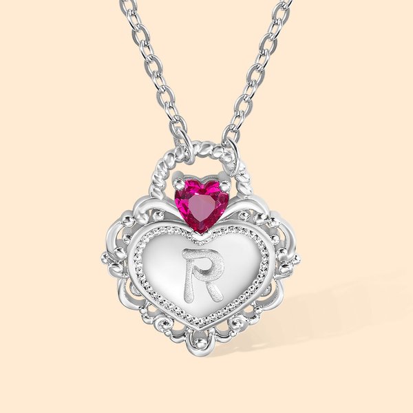 Personalizada Princesa Birthstone Inicial Padlock Collar Corazón Padlock Collar