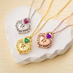 Personalizada Princesa Birthstone Inicial Padlock Collar Corazón Padlock Collar