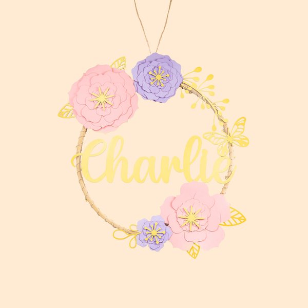 Gepersonaliseerde Baby Naam Slinger Bloem Nachtlamp Kamer Decor met LED