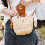 Sac de Paille Personnalisé avec Monogramme Sac avec Bandoulière en Cuir Accessoire de Voyage Vacances d'Été à la Plage Cadeau pour Femme
