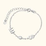 Personalised Diamond Bezel Bracelet with Initials Gift Adjustable Bracelet
