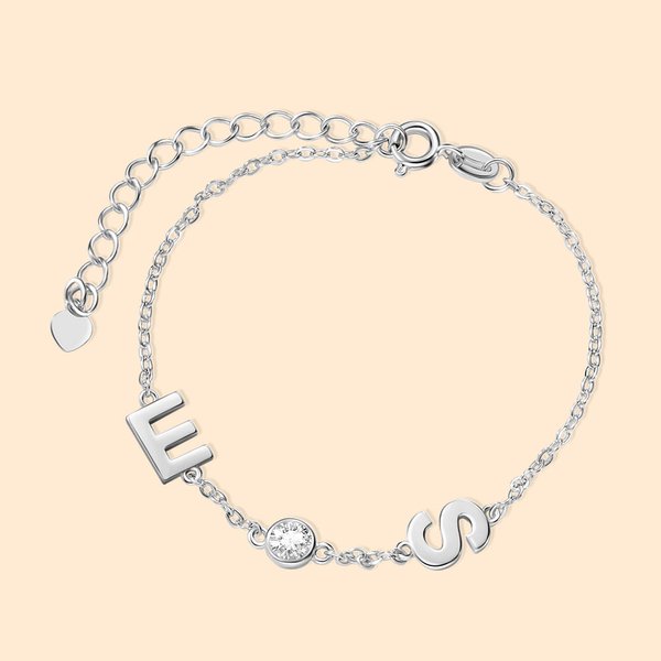 Diamond Bezel Initials Bracelet
