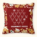 Personalized Christmas Reindeer Cushion Throw Pillow Cover with Family Members Name