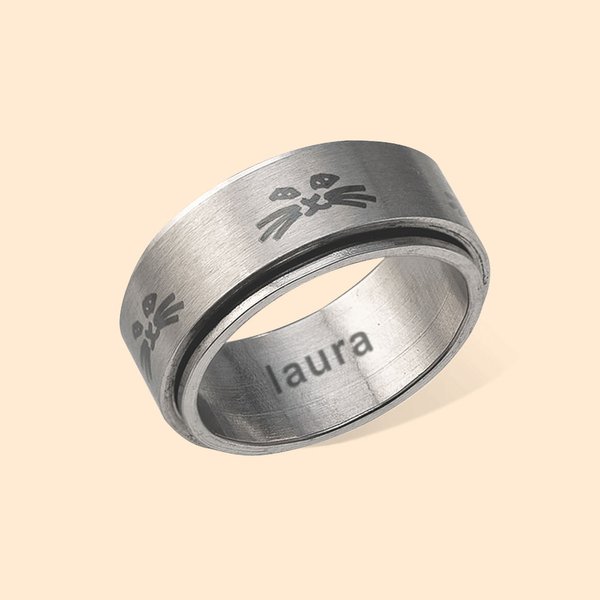 Personalisierte Fidget Ring Katze Gesicht Spin Ring Angst Ring Relief Ring für Teenager-Mädchen