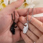 Colliers Personnalisés avec Noms Gravés et Set de 2 Pendentifs en Forme de Ours Cadeau Anniversaire Saint-Valentin pour Couples