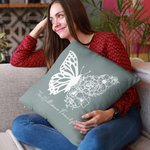 Personalized Half Butterfly Half Birth Flower Cushion Throw Pillow Cover Gift for Mom or Grandma