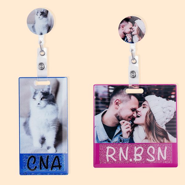 Glitter Badge Buddy Reel Photo ID Holder Gift