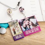 Personalized Glitter Badge Buddy Horizontal Vertical Badge Reel Photo Badge Identifier ID Holder Nurse RN LPN CPhT Gift