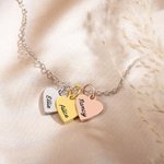 Personalized Name Necklace with Heart Charms Birthday Anniversary Family Gift