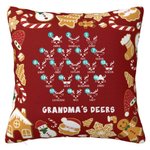 Personalized Christmas Reindeer Cushion Throw Pillow Cover with Family Members Name