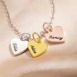 Personalized Name Necklace with Heart Charms Birthday Anniversary Family Gift