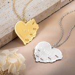 Pendentif en Cœur Gravé Personnalisé avec 1-8 Prénoms et Paumes Cadeau Fête des Mères pour Maman Grand-Mère