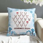 Personalized Christmas Reindeer Cushion Throw Pillow Cover with Family Members Name