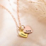 Personalized Name Necklace with Heart Charms Birthday Anniversary Family Gift