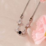 Personalized Sterling Silver Flower Photo Inside Projection Bracelet with I Love You 100 Languages