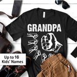Personalized Bro Fists Bump 100% Cotton T-shirt with 1-16 Names Birthday Father's Day Gift for Grandpa Dad