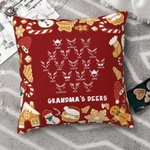 Personalized Christmas Reindeer Cushion Throw Pillow Cover with Family Members Name