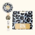 Personalized Sunflower Leopard Glitter Fashional Beaded Retractable Badge Reel And Buddy Gift for Medical Staff