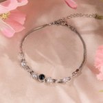 Personalized Sterling Silver Flower Photo Inside Projection Bracelet with I Love You 100 Languages