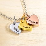 Personalized Name Necklace with Heart Charms Birthday Anniversary Family Gift