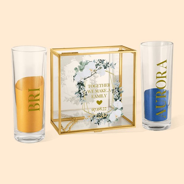 Personalized Together We Make a Family Wedding Unity Sand Ceremony Set with Names and Date Gift for Couple Groom Bride